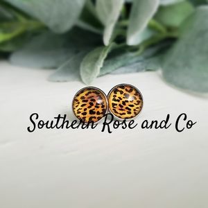 Cheetah stud earrings